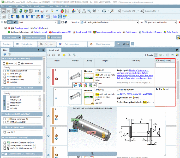 Results bolts with splint hole
