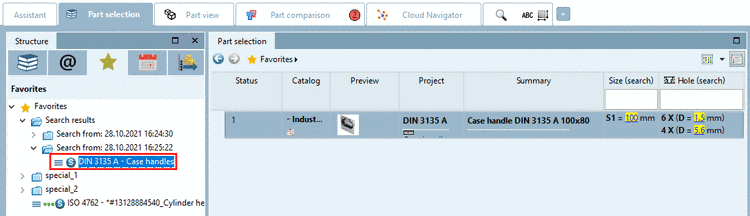 The same information when opening in Favorites