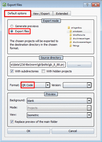 Default options index page