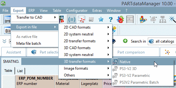 Export in native format