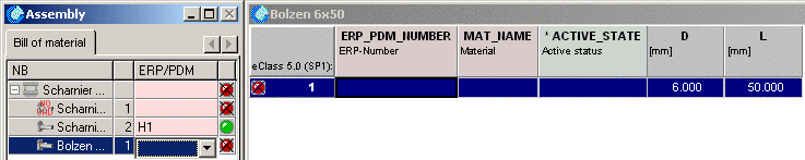 Part List - Single part selection