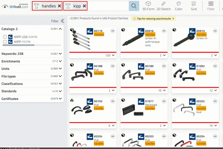 Example: Catalog name in search field