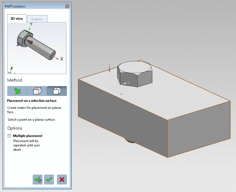 Bolt placed on planar face