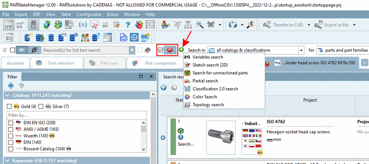 Topology search used and "Enhanced search methods" area hidden