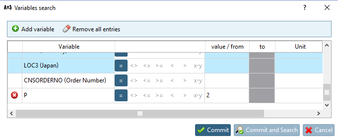 Example: The variable "P" has been added with value 2.
