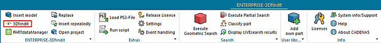 Example ENTERPRISE-3Dfindit toolbar in CAD
