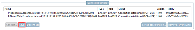 Connected servers