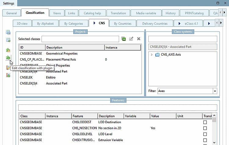 Edit classification with plugin