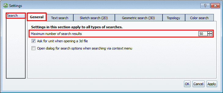 Maximum number of search result