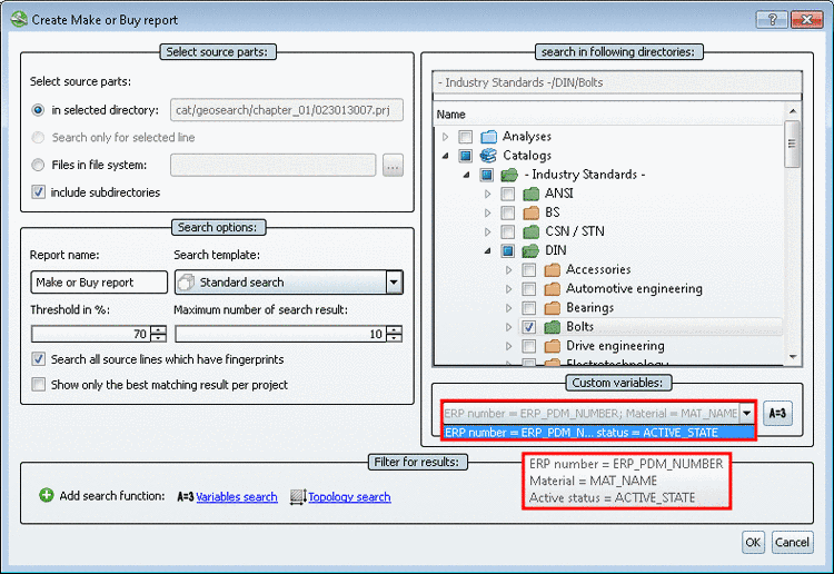 In the list field, simply select the desired variable combination to be displayed in the report. On mouseover at an entry, all variables (labelings) are displayed in a tooltip.