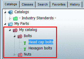 Storage location under Catalogs or under My parts