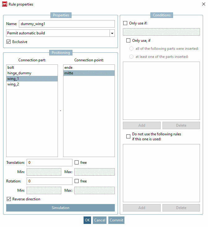 Dialog box "Rule properties"