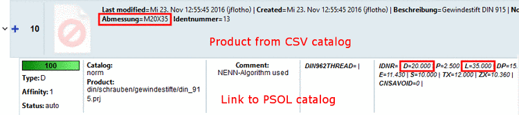 Part attributes in PARTdataManager