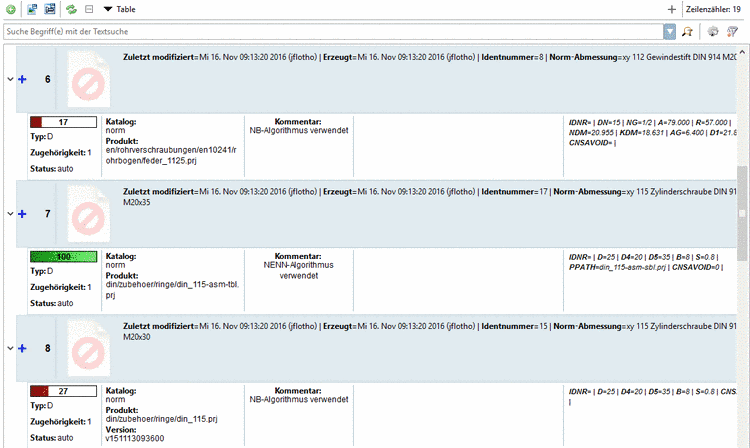 Tabbed page "Status"