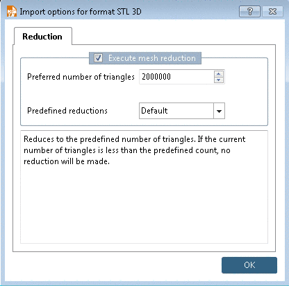 Import options for format ......