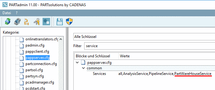 PARTdataManager with tabbed page "Part selection"