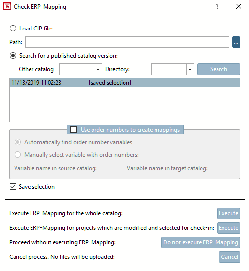 Do not use the saved selection but search again.