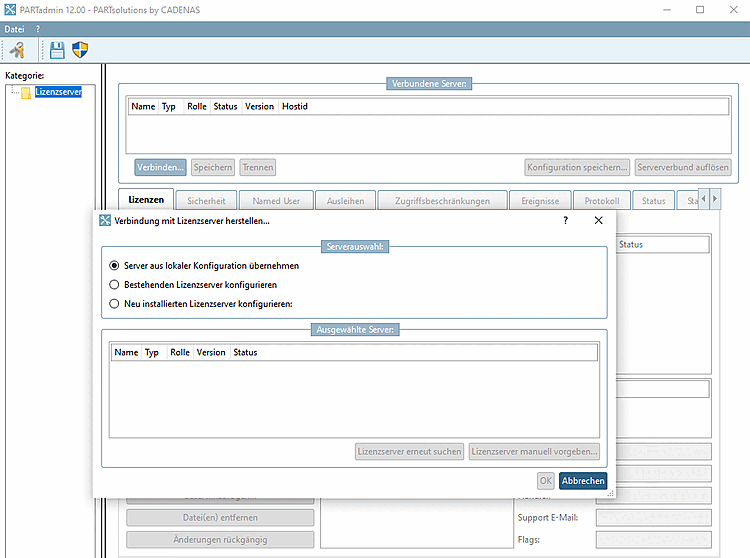 "Establish connection with license server. [Connecting to the License Server...].." dialog box