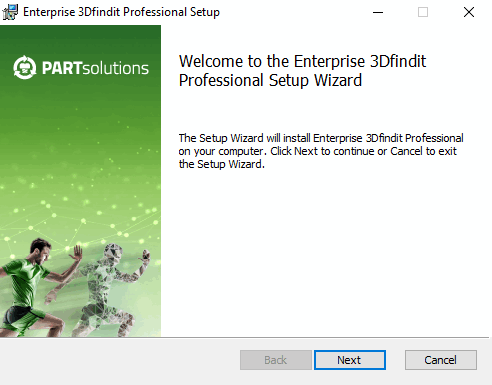 Welcome to the ENTERPRISE 3Dfindit Professional Setup Wizard