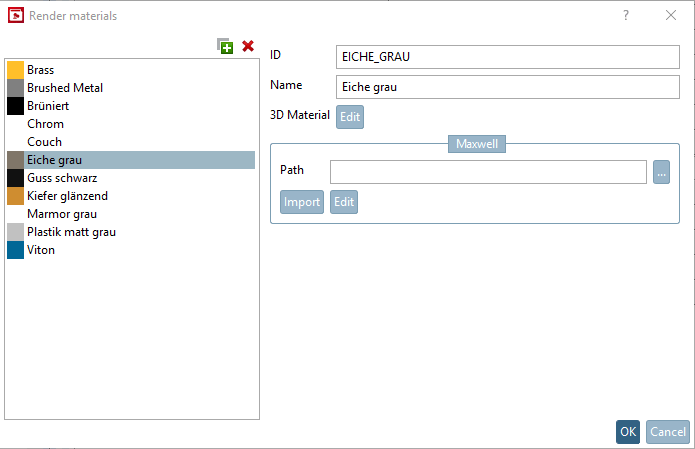 "Eiche grau" / "Oak gray" selected