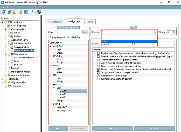 Category "Rights management [Rights administration]" → "Rights assignment [Assign rights]"