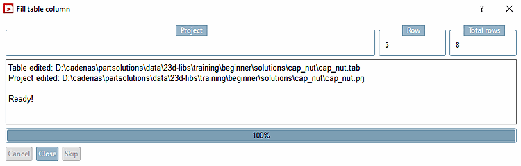 Fill table column window