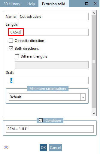 A result containing the value "0.65/2"