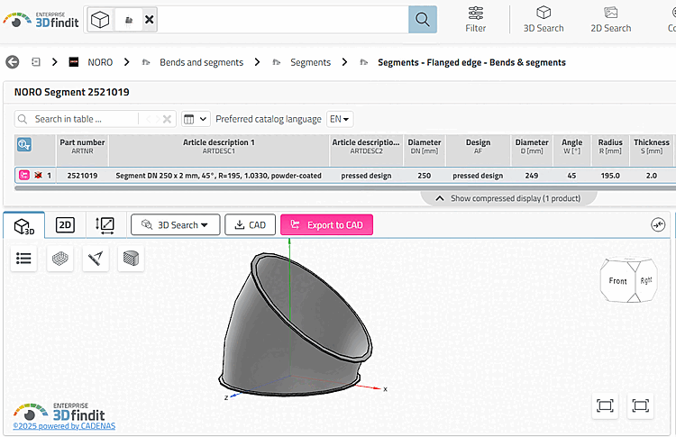 Result part in part view
