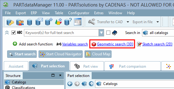 Call dialog box "Geometric search (3D) [Geometric search (3D)] "
