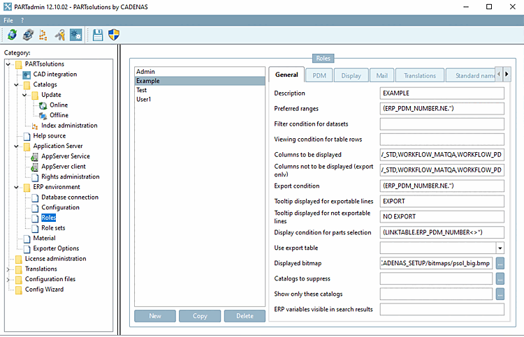 PARTadmin tab page "General [General] "
