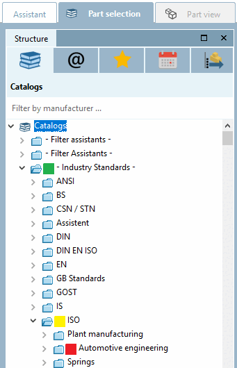 PARTdataManager, icons in index tree