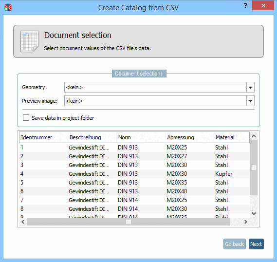 Document selection (optional)