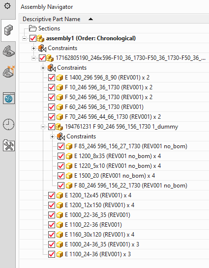 Assembly with subassembly structure