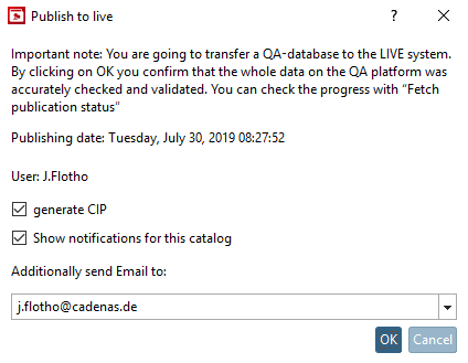 Publish Live state...