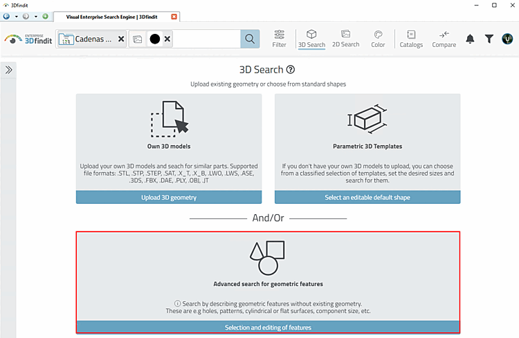 Open "Geometric features [Geometric features] " dialog area