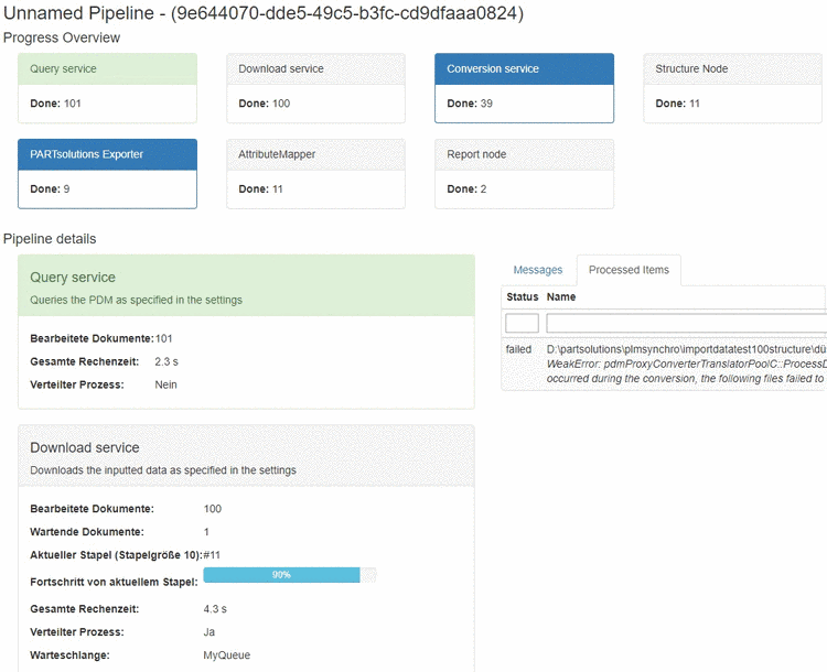 Webinterface: Detaillierter Status zum aktuellen Prozess