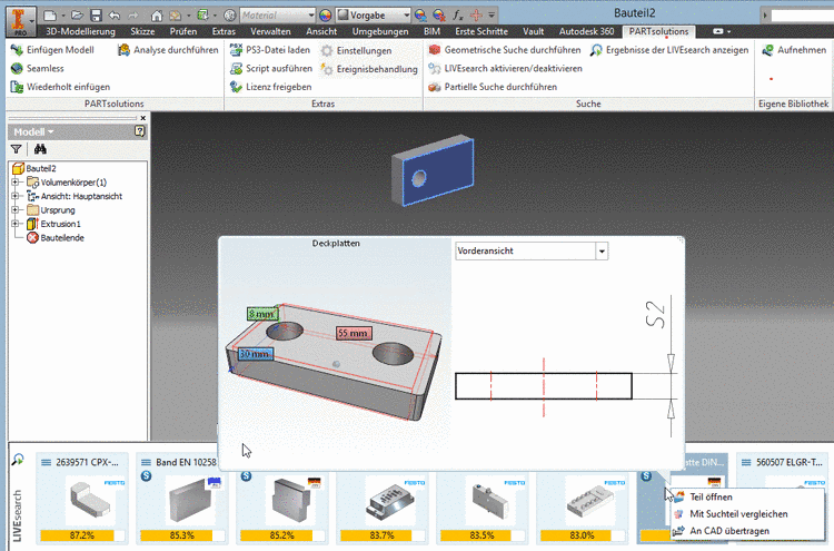Stückliste erweitert mit den Attributen "Name" und "Lieferant"