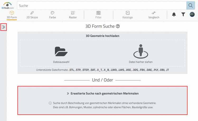 Dialogbereich "Geometrische Merkmale" öffnen