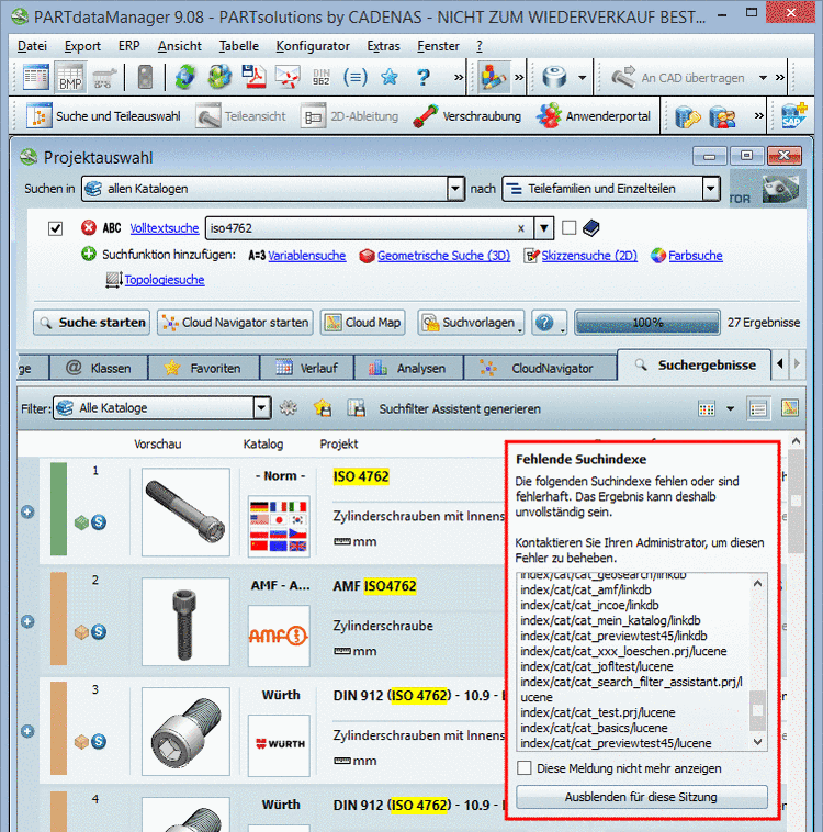 Schraube nicht geschnitten