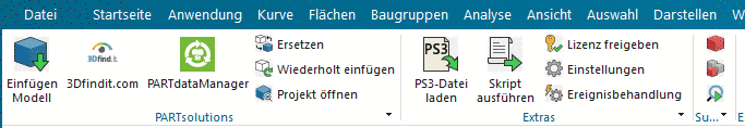 Beispielhaft PARTsolutions Toolbar in NX