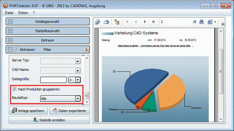 Option "Nach Produkten gruppieren" aktiviert