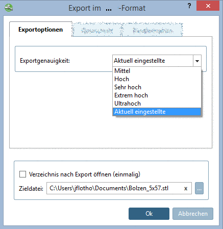Exportgenauigkeit