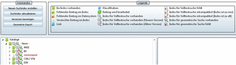 Indexverwaltung Hauptseite