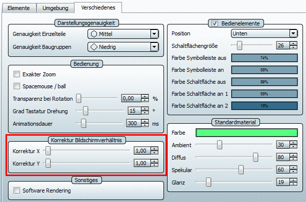 Korrektur Bildschirmverhältnis