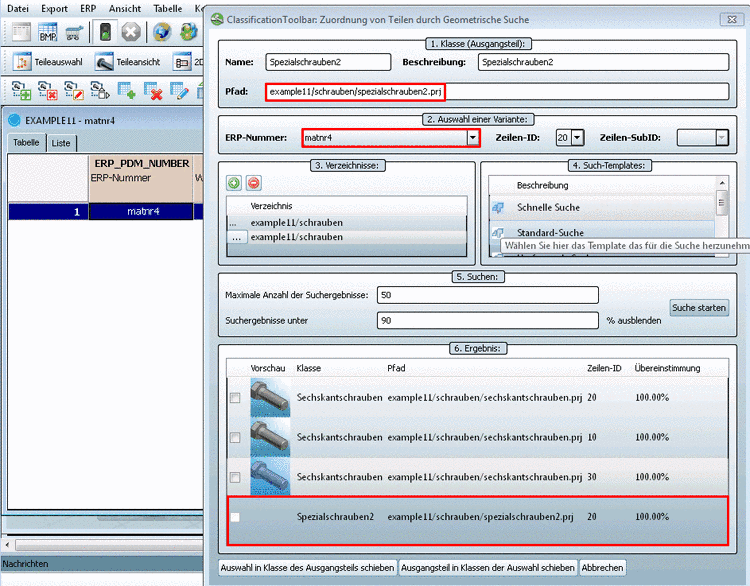 Assign parts per geometrical search.