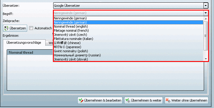 Quellsprache auswählen