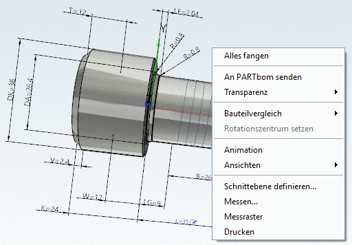 Kontextmenü: Einzelteil - 3D-Ansicht