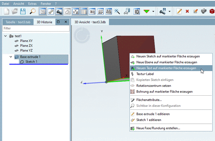 Text Feature: Aufruf