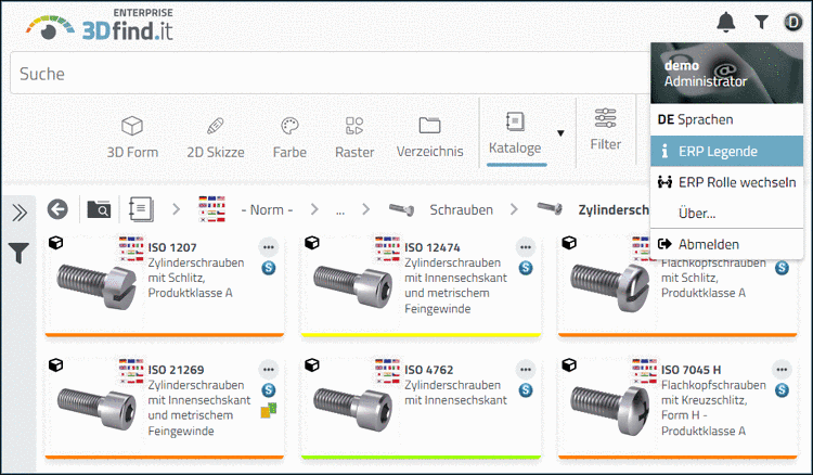 Dockingfenster "3D-Ansicht" Kontextmenü außerhalb des Bauteils