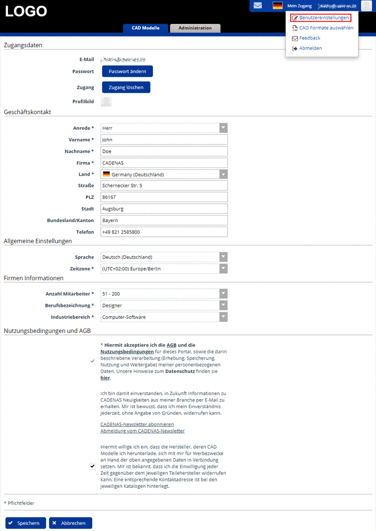 Benutzereinstellungen